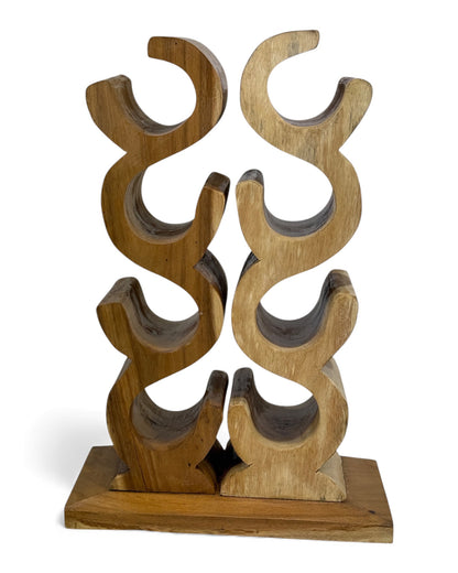 Wooden Wine Rack – Wine Holder Bottle Holder – Kitchen Living Room Bar – Decorative Curved Design – Made of Teak Wood for 8 Bottles – 60x40x20 cm