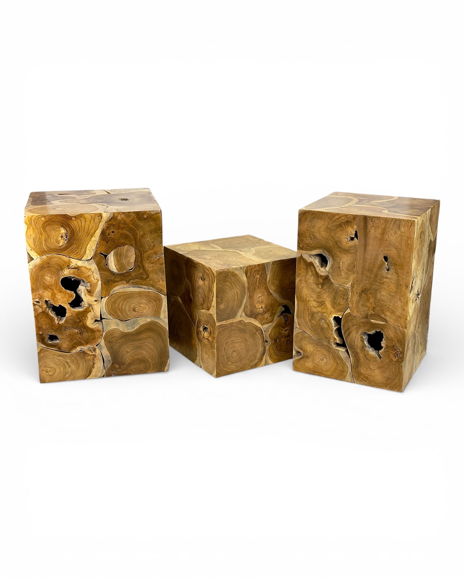 Table d'appoint en mosaïque de bois - table basse, table de chevet, tabouret pour plantes - fait main - 40&amp;60x40x40 cm