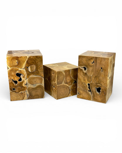 Holzmosaik Beistelltisch - Couchtisch Nachttisch Pflanzenhocker Hocker - Handgefertigt - 3 Verschiedene Größen