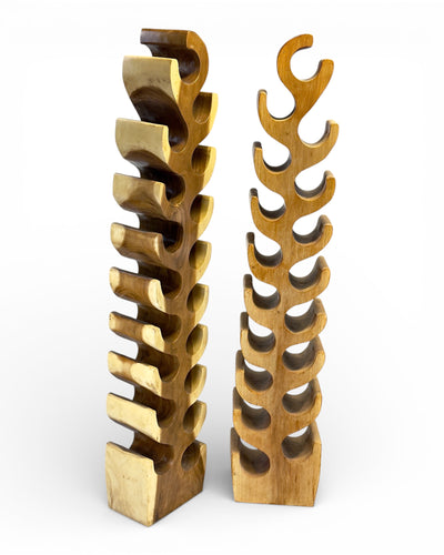 Solid Wood XXL Wine Rack – Wine Holder Bottle Holder – Handmade, Elegant, High-Quality – Made of Teak Wood for 18 Bottles – 150x30x18 cm 
