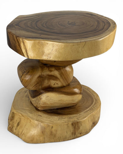 Unique piece: Sculptural side table made of solid natural wood - 50 × 50 × 41 cm