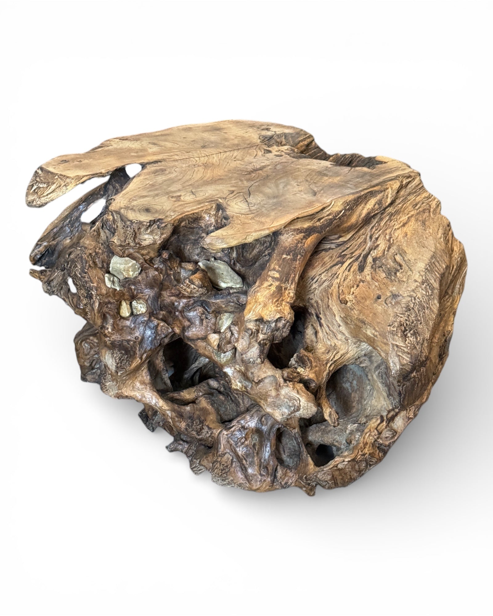 Einzelstück: Einzigartiger Garten-Wurzelholztisch aus Teak - 42 × 70 × 60 cm