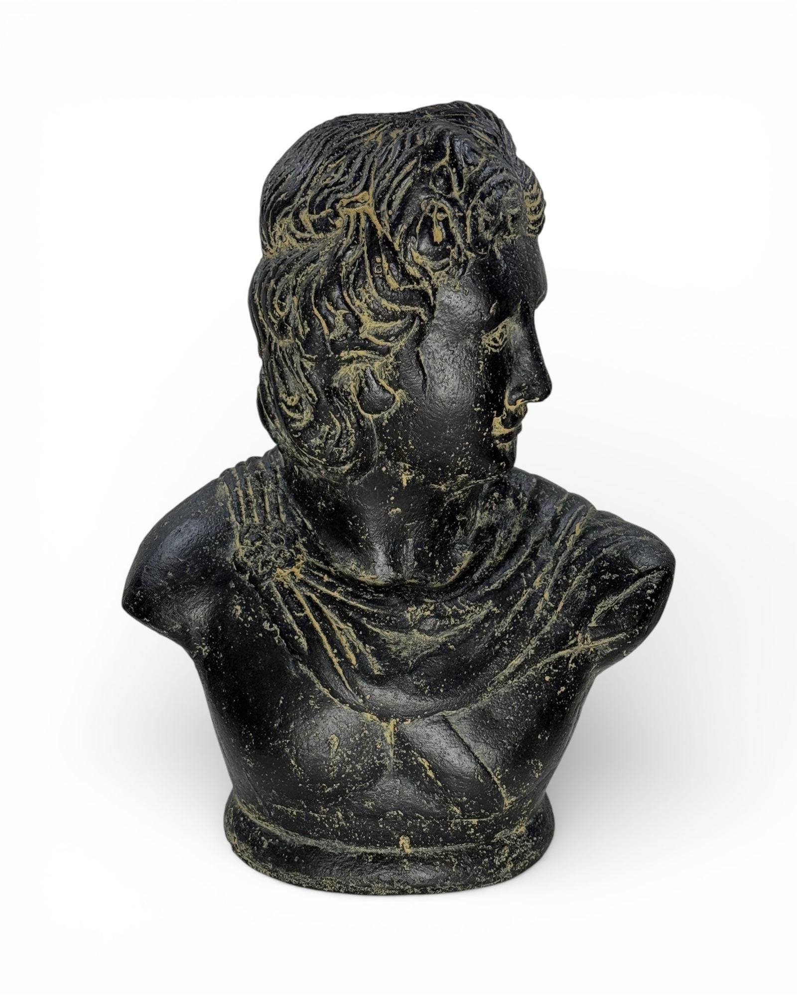 David Büste Skulptur – Garten Terrasse Wohnzimmer Deko – Wetterfest – Stein Statue Antik Stil schwarz gold – 40x30x17 cm