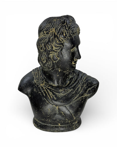 David Bust Sculpture – Garden Patio Living Room Decor – Weatherproof – Stone Statue Antique Style Black Gold – 40x30x17 cm