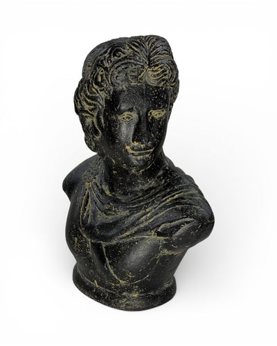 David Bust Sculpture – Garden Patio Living Room Decor – Weatherproof – Stone Statue Antique Style Black Gold – 40x30x17 cm