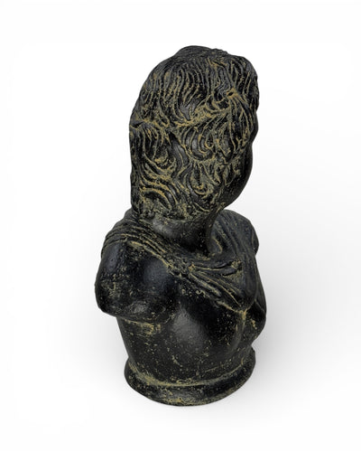 David Bust Sculpture – Garden Patio Living Room Decor – Weatherproof – Stone Statue Antique Style Black Gold – 40x30x17 cm