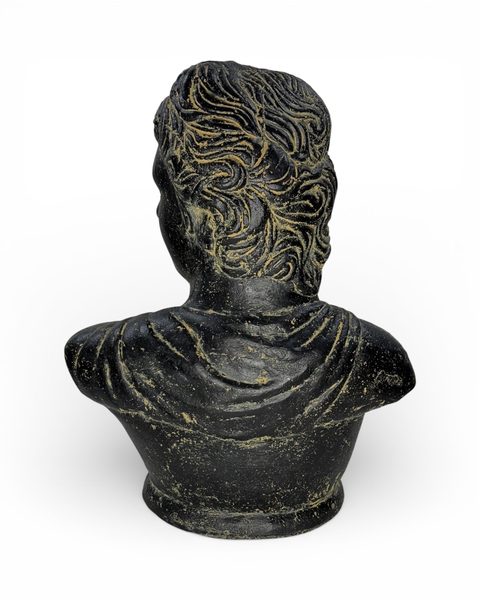 David Büste Skulptur – Garten Terrasse Wohnzimmer Deko – Wetterfest – Stein Statue Antik Stil schwarz gold – 40x30x17 cm