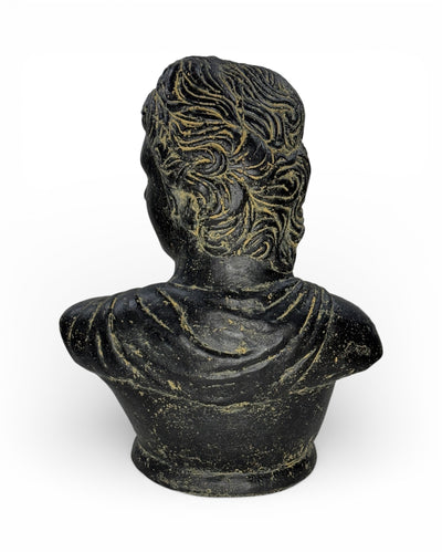 David Bust Sculpture – Garden Patio Living Room Decor – Weatherproof – Stone Statue Antique Style Black Gold – 40x30x17 cm