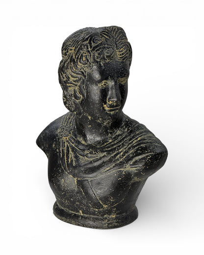 David Büste Skulptur – Garten Terrasse Wohnzimmer Deko – Wetterfest – Stein Statue Antik Stil schwarz gold – 40x30x17 cm