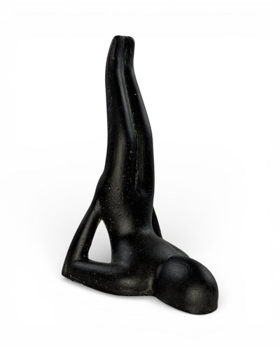 Modern Yoga Sculpture – Living Room Studio Shelf Decor – Solid Design – Stone Look Meditation Figurine Black – in 3 Sizes