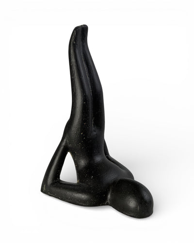 Modern Yoga Sculpture – Living Room Studio Shelf Decor – Solid Design – Stone Look Meditation Figurine Black – in 3 Sizes