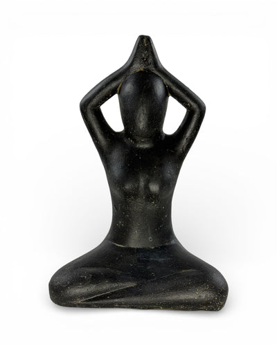 Sitting Yoga Figurine – Living Room Garden Indoor Outdoor Decor – Solid Design – Stone Look Sculpture Meditation black – in 3 sizes