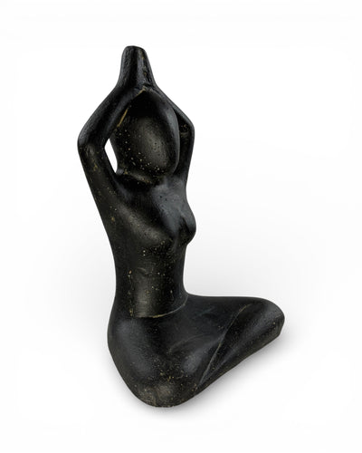 Sitting Yoga Figurine – Living Room Garden Indoor Outdoor Decor – Solid Design – Stone Look Sculpture Meditation black – in 3 sizes