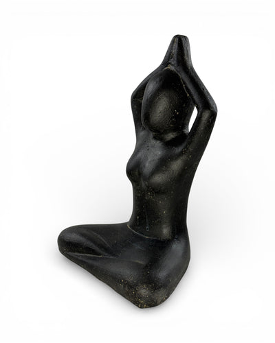 Sitting Yoga Figurine – Living Room Garden Indoor Outdoor Decor – Solid Design – Stone Look Sculpture Meditation black – in 3 sizes