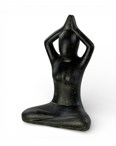 Sitting Yoga Figurine – Living Room Garden Indoor Outdoor Decor – Solid Design – Stone Look Sculpture Meditation black – in 3 sizes