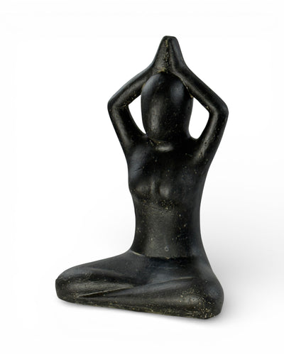 Sitting Yoga Figurine – Living Room Garden Indoor Outdoor Decor – Solid Design – Stone Look Sculpture Meditation black – in 3 sizes