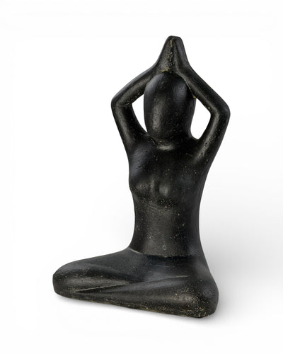 Sitting Yoga Figurine – Living Room Garden Indoor Outdoor Decor – Solid Design – Stone Look Sculpture Meditation black – in 3 sizes