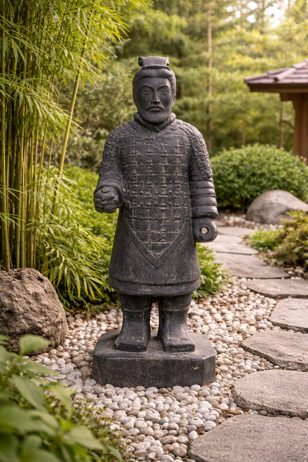 Terracotta Warrior Statue 100 cm - Asian Garden Figure Made of Cast Stone - Weatherproof XXL Sculpture 40 kg - Premium Garden Decoration