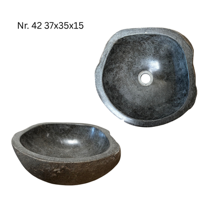 Natural stone washbasin - bathroom toilet countertop washbasin wash bowl - unique - boulder stone solid 