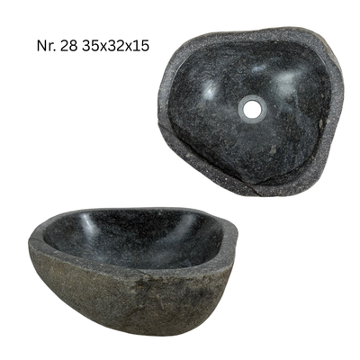 Natural stone washbasin - bathroom toilet countertop washbasin wash bowl - unique - boulder stone solid 