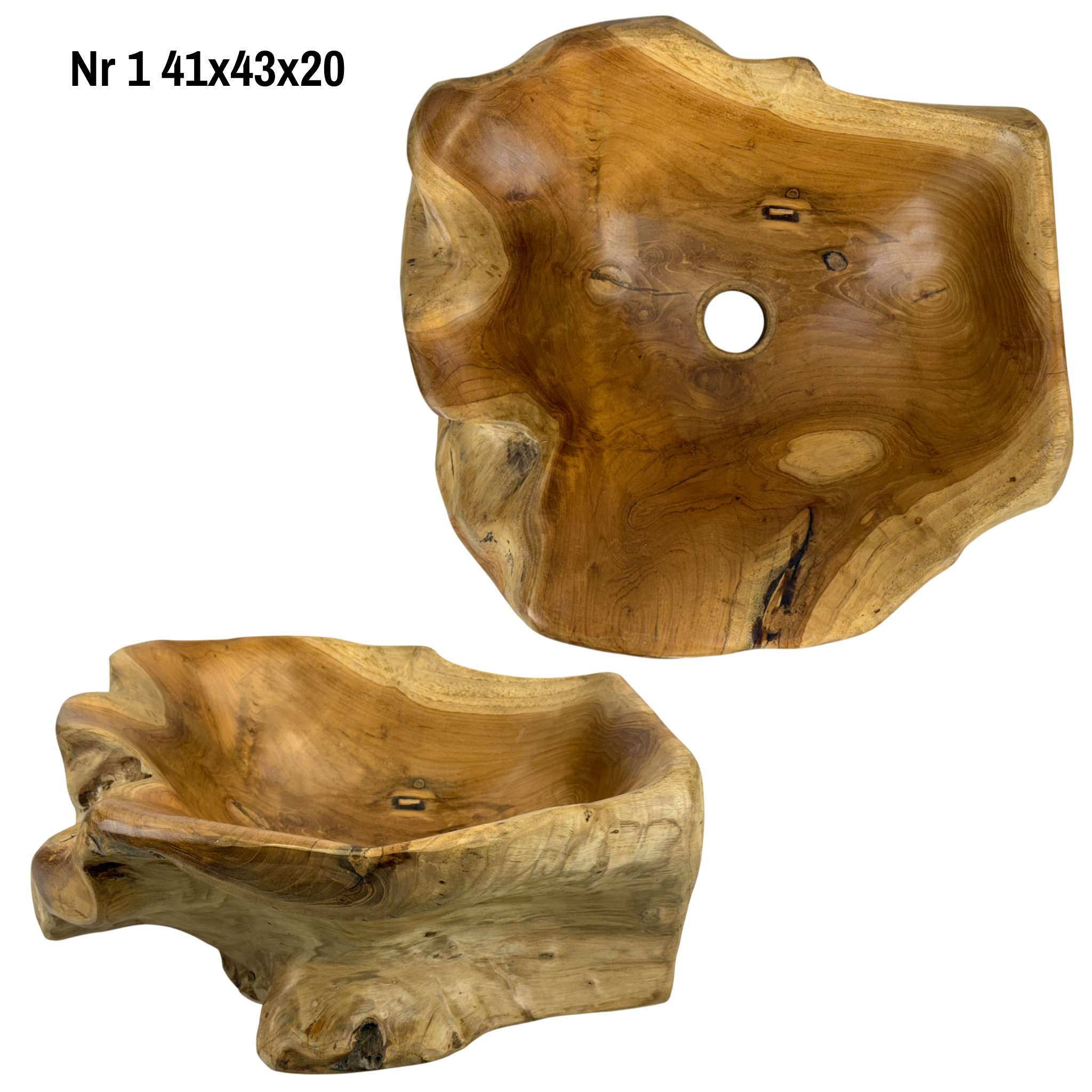 Lavabo en bois de ronce - Salle de bain - Accents naturels faits main - Racine de teck - Différentes tailles