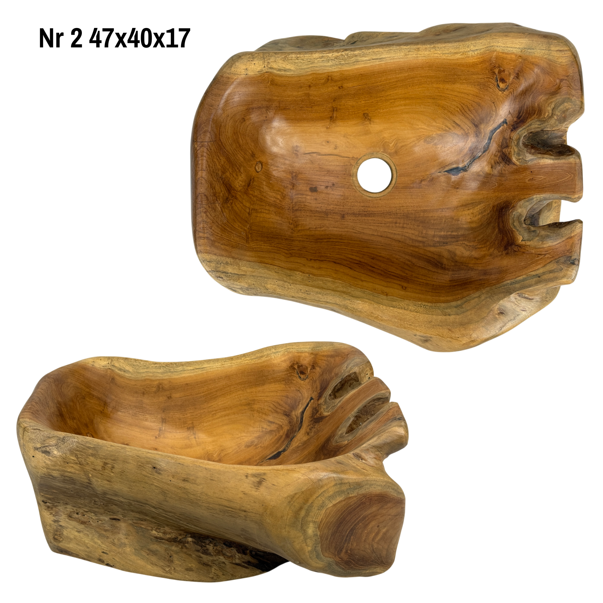 Lavabo en bois de ronce - Salle de bain - Accents naturels faits main - Racine de teck - Différentes tailles