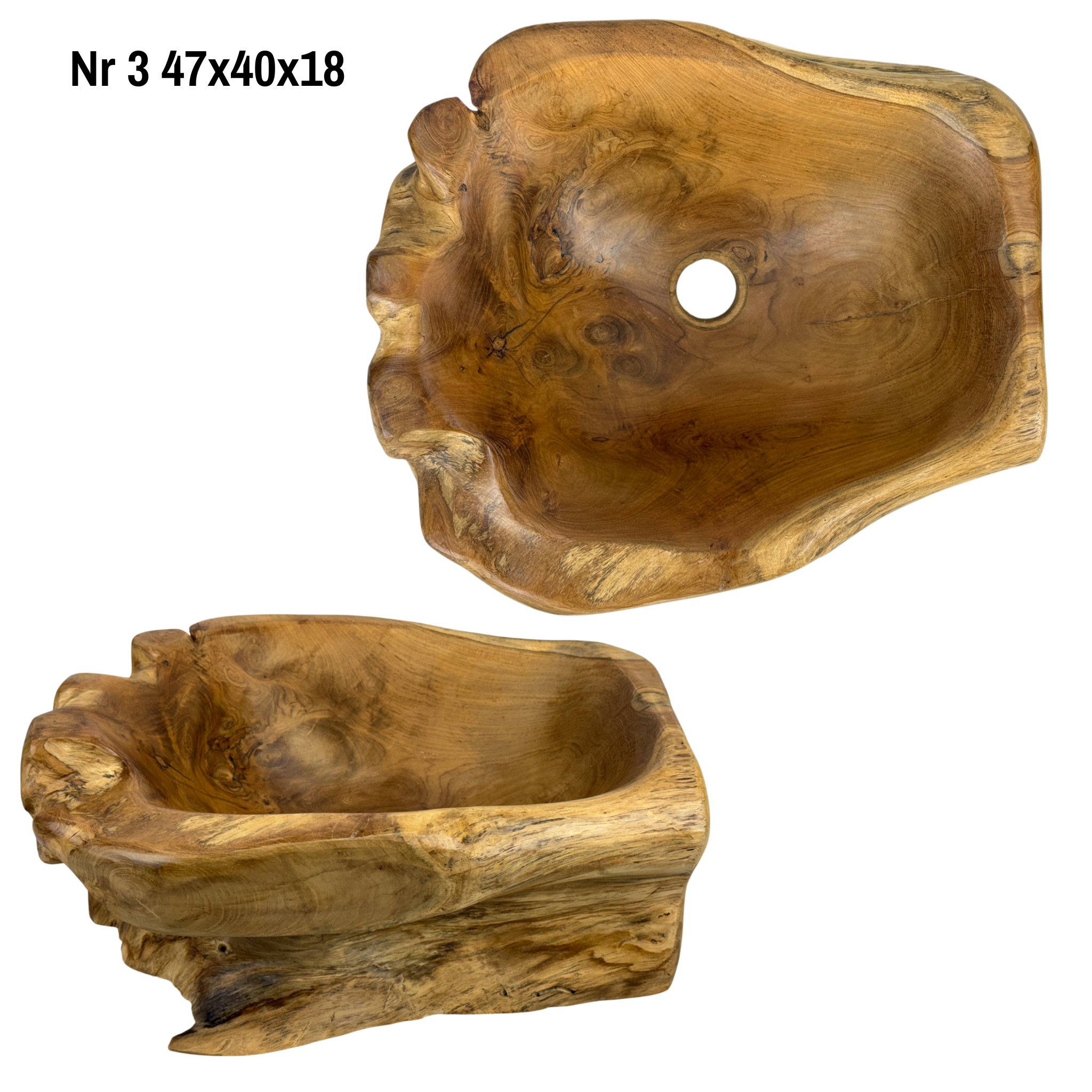 Lavabo en bois de ronce - Salle de bain - Accents naturels faits main - Racine de teck - Différentes tailles