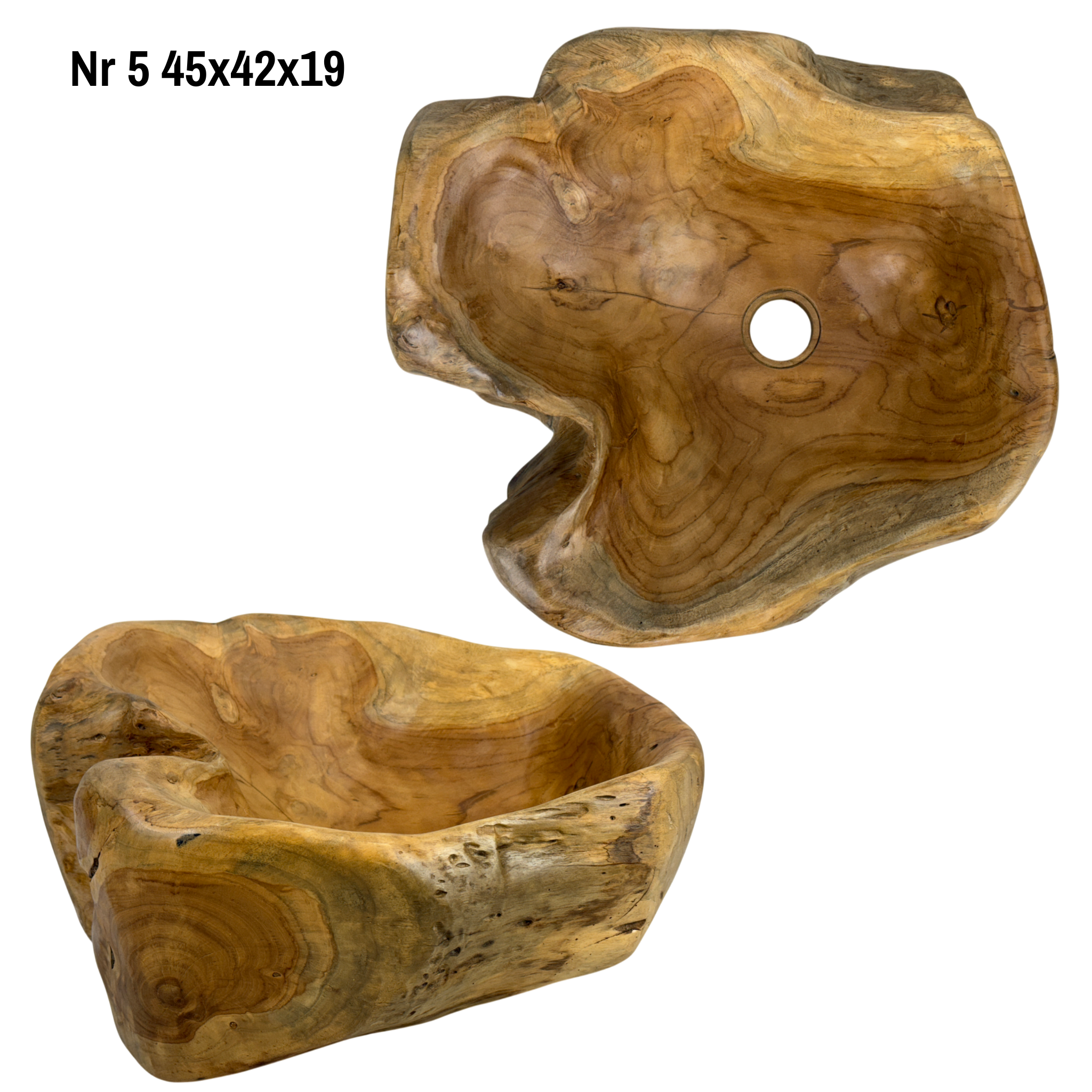 Lavabo en bois de ronce - Salle de bain - Accents naturels faits main - Racine de teck - Différentes tailles