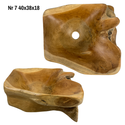 Lavabo en bois de ronce - Salle de bain - Accents naturels faits main - Racine de teck - Différentes tailles