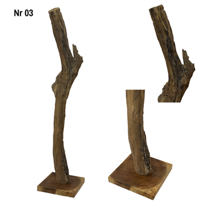 Teakwood base natural root – handmade solid wood unique, decorative wooden base for lamps &amp; living room - 180–200 cm height Ø 8–13 cm