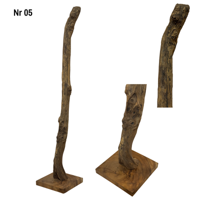 Teakwood base natural root – handmade solid wood unique, decorative wooden base for lamps &amp; living room - 180–200 cm height Ø 8–13 cm