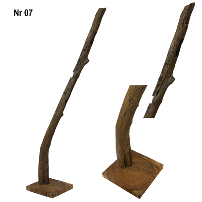 Teakwood base natural root – handmade solid wood unique, decorative wooden base for lamps &amp; living room - 180–200 cm height Ø 8–13 cm