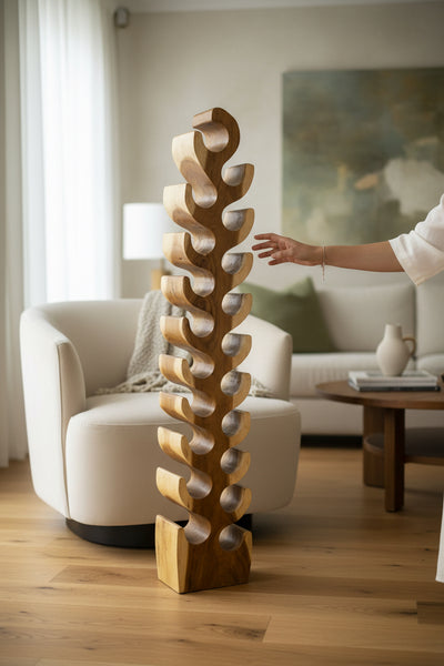 Solid Wood XXL Wine Rack – Wine Holder Bottle Holder – Handmade, Elegant, High-Quality – Made of Teak Wood for 18 Bottles – 150x30x18 cm 