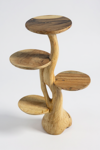 Teak shelf – Natural design with unique wood grain – Versatile home accessory for plants, books &amp; decorations – Various sizes