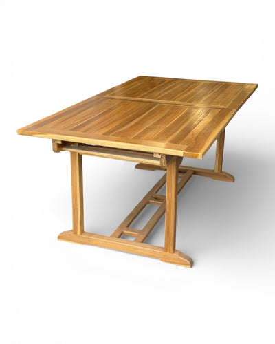 Extendable Rectangular Teak Garden Table – Unique Piece with Natural Elegance for Garden, Terrace, and Conservatory – Teak Wood – 180 cm to 240 cm x 100 cm x 75 cm