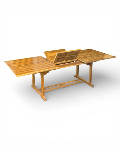 Extendable Rectangular Teak Garden Table – Unique Piece with Natural Elegance for Garden, Terrace, and Conservatory – Teak Wood – 180 cm to 240 cm x 100 cm x 75 cm