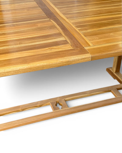 Extendable Rectangular Teak Garden Table – Unique Piece with Natural Elegance for Garden, Terrace, and Conservatory – Teak Wood – 180 cm to 240 cm x 100 cm x 75 cm