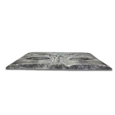Buddha Eyes - Wall Picture Painting - Slotted Relief Wood - Albasia Wood Grey - 78x40x4 cm