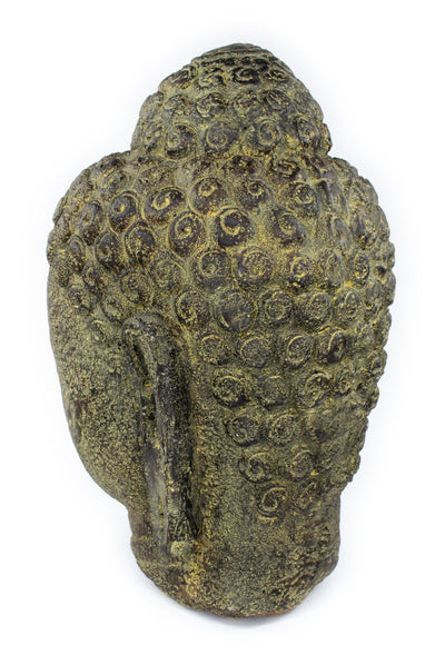 Buddha Head - Garden Decoration Room Decoration - Cast Stone Figure Weatherproof - Stone Mix Yellow - 30x19x21 cm