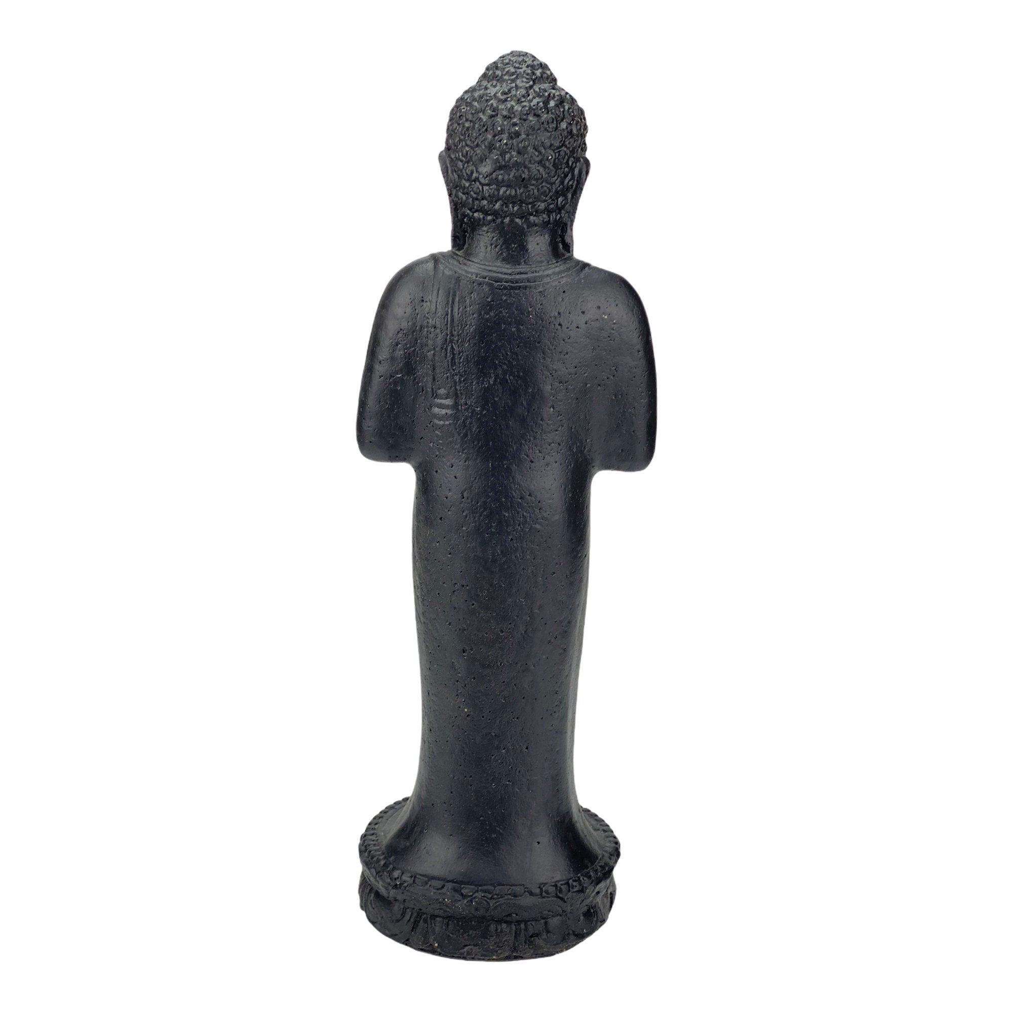 Bouddha debout - Décoration de jardin - Figurine en pierre reconstituée résistante aux intempéries - Mélange de pierres de lave et de sable - 50 x 16 x 14 cm