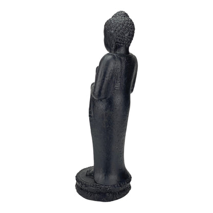 Buddha Stehend - Garten Deko Raumdeko - Gegossene Stein Figur Wetterfest - Lava-Sand Steingemisch - 50x16x14 cm