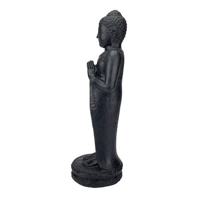 Standing Buddha - Garden Decoration - Cast Stone Figure Weatherproof - Lava-Sand Stone Mixture - 50x16x14 cm
