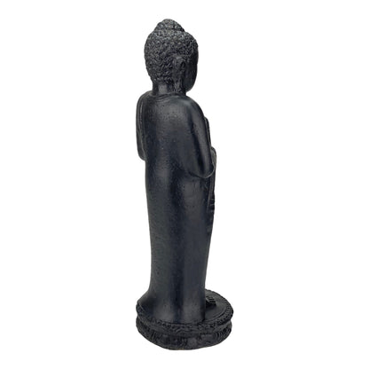 Buddha Stehend - Garten Deko Raumdeko - Gegossene Stein Figur Wetterfest - Lava-Sand Steingemisch - 50x16x14 cm