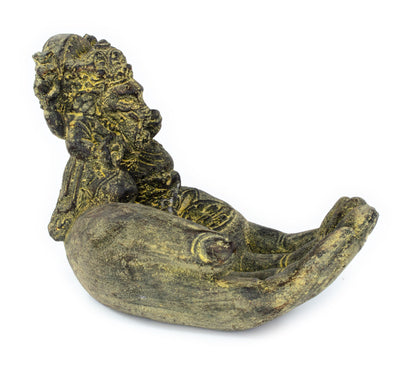 Sculpture de main de Ganesh - Décoration de pièce décorative Porte-savon Bâtons d'encens - Divinité hindoue de la bonne chance - Éléphant jaune - 13x9x15 cm