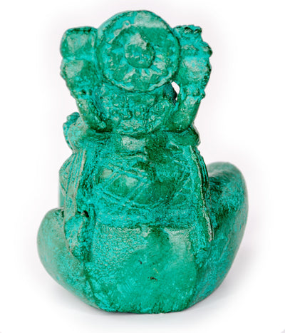 Ganesha Hand Sculpture - Decorative Room Decoration Soap Dish Incense Sticks - Hindu Deity of Good Luck - Elephant Green - 13x9x15 cm
