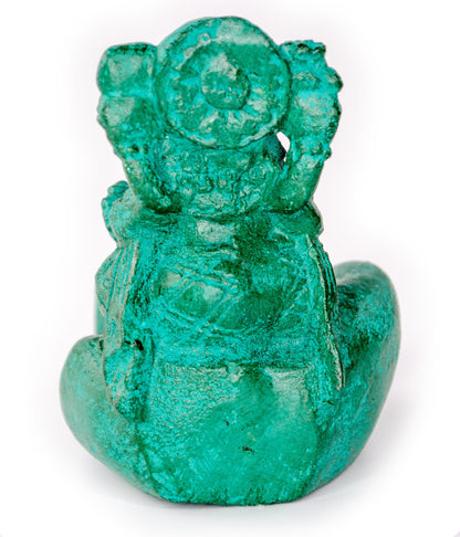 Sculpture de main de Ganesh - Décoration de pièce décorative Porte-savon Bâtons d'encens - Divinité hindoue de la bonne chance - Éléphant vert - 13x9x15 cm