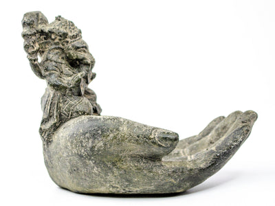 Ganesha Hand Sculpture - Decorative Room Decoration Soap Dish Incense Sticks - Hindu Deity of Good Luck - Elephant Grey - 13x9x15 cm