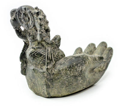 Ganesha Hand Sculpture - Decorative Room Decoration Soap Dish Incense Sticks - Hindu Deity of Good Luck - Elephant Grey - 13x9x15 cm