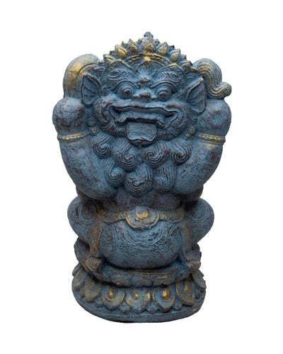 Ganesha Sculpture - Decorative Room Decoration Artwork - Elephant Head Hindu Lucky Charm Statue - Stone Figure Blue - 34 cm