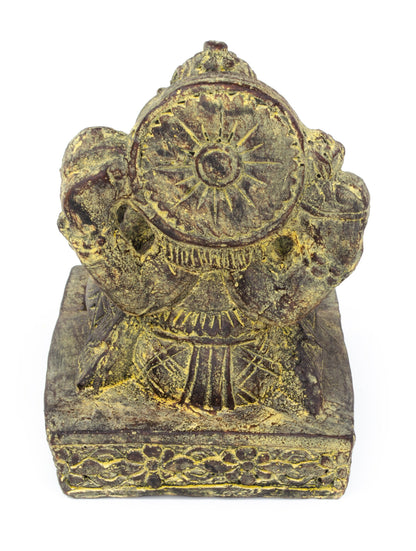 Sculpture de Ganesh - Porte-encens décoratif pour pièce - Déité hindoue porte-bonheur - Mélange de pierres Éléphant jaune - 23x13x15 cm
